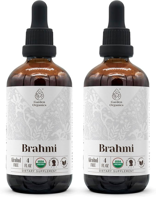 Brahmi USDA Organic | Alcohol-Free Extract, Organic Herbal Drops, Supplement | Tincture Made from 100% Certified Organic Brahmi (Bacopa Monnieri) Dried Herb 2x4 oz