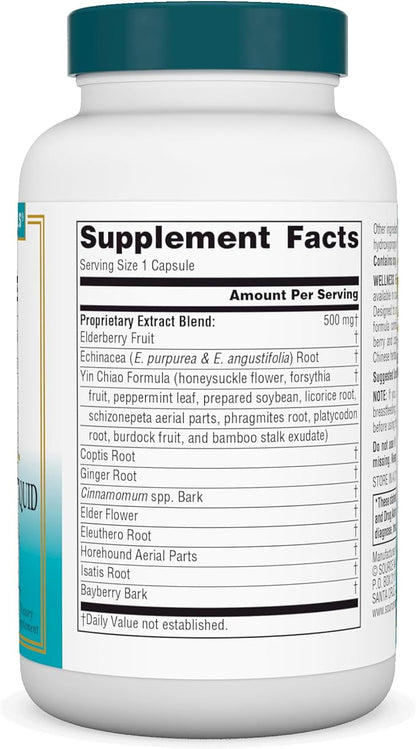 Source Naturals Wellness Herbal Resistance Liquid Immune Defense Supplement & Immunity Booster with Echinacea, Elderberry & Yin Chiao* - 30 Vegetarian Capsules