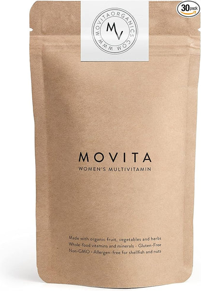 Movita Women’s Daily Multivitamin - Organic Fermented Whole Foods for Enhanced Energy, Immunity & Vitality - Vegan, Gluten-Free, Non-GMO - 30-Day Supply (Eco-Friendly Refill Pouch)
