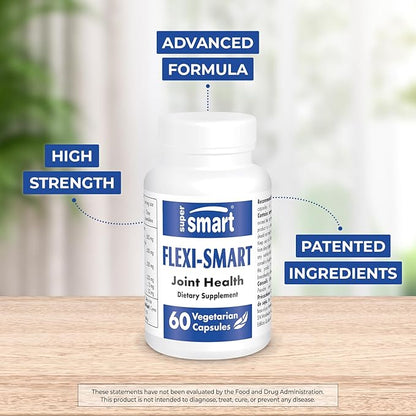 Supersmart - FlexiSmart (Patented & High Strength) - with AvoVida, ApresFlex, Hyaluronic Acid - Avocado Soy & Boswellia Serrata Extract Supplement | Non-GMO & Gluten Free - 60 Vegetarian Capsules