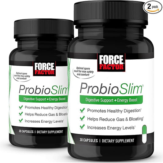 FORCE FACTOR ProbioSlim, 2-Pack, Probiotic Supplement for Women and Men with Probiotics and Green Tea Extract, Reduce Gas, Bloating, Constipation, Support Digestive Health & Gut Health, 60 Capsules