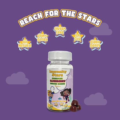 Elderberry Gummies with Vitamin C and Zinc, Sambucus Elderberry Family Immune Boost Gummies, 30 Gummies Delicious Defense for Kids and Adults