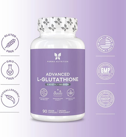 Advanced L-Glutathione Complex 100 mg S‑Acetyl‑L‑Glutathione Plus 50 mcg Selenium – Antioxidant, Detox, Liver & Immune Support – 90 Vegan Capsules, Non‑GMO, Gluten Free