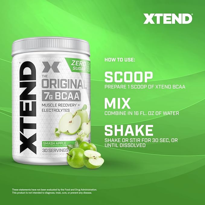 XTEND Original BCAA Powder 7g BCAA and 2.5g L-Glutamine, Sugar Free Post Workout Muscle Recovery Drink with Amino Acids for Men & Women, 30 Servings