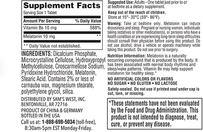 Member's Mark 10 mg Melatonin Dietary Supplement (250 ct.)