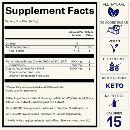 Turmeric Citrus Medley - Turmeric Powder Packets for Water, Turmeric Curcumin Supplement, No Sugar Drink Mix for Natural Recovery Support - Citrus Flavor, Powder Pods (14 Pack)