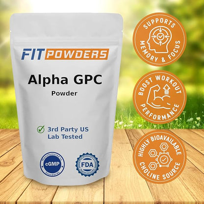 Alpha-GPC Powder 25 Grams, Non-GMO Alpha GPC Supplement Choline Powder, Vegan, Third Party Tested, Pre-Workout, Memory and Focus, with Scoop