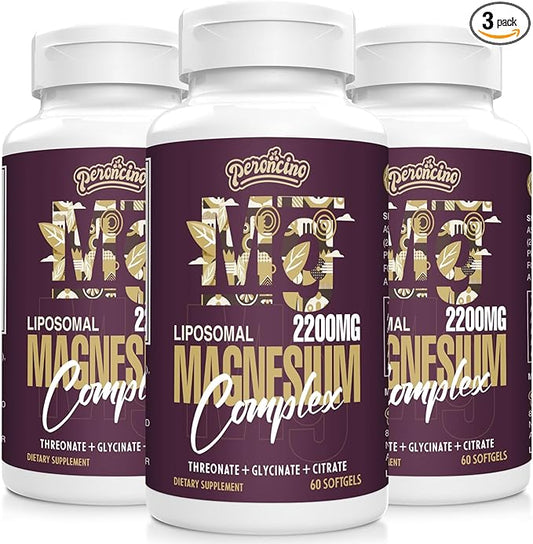 Liposomal Magnesium Complex 2200MG Softgels,Magnesium Threonate, Magnesium Glycinate, Magnesium Citrate, Three-in-one Supplement, Gluten Free, 60 Softgels (180 Count (Pack of 3))
