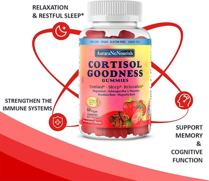 2 Packs Cortisol Supplement Gummies, 17-in-1 Cortisol Detox w. Magnesium Glycinate 400mg Ashwagandha, L-Theanine, Phosphatidylserine, Hormone Balanced for Women, Mood Focus, Sleep Support