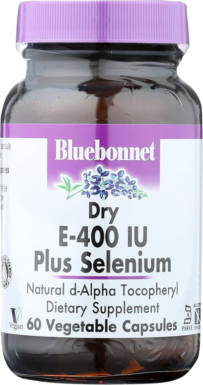 BlueBonnet Dry E-400 IU Plus Selenium Vegetarian Capsules, 60 Count