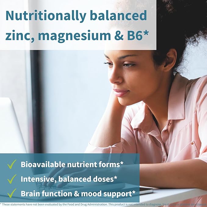 Igennus Neurobalance, High Absorption Zinc Magnesium Vitamin B6 Supplement, Non-GMO, Brain, Immune, Sleep & Muscle Recovery, Chelated Zinc Picolinate 24mg, Oxide-Free Magnesium, Vegan,120 Tablets