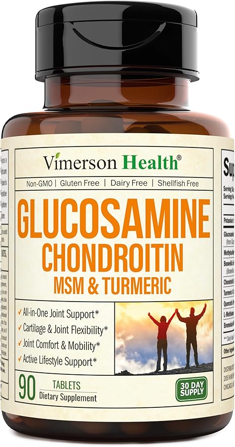 Glucosamine Chondroitin MSM and Turmeric Supplement - Joint Support Supplement for Women & Men with Boswellia & Glucosamine Sulfate 1500 mg. Used for Cartilage & Joint Health & Flexibility 90 Tablets