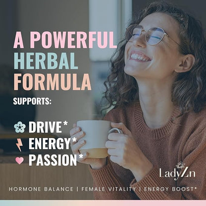 Lady Libido Supplement for Women Support Mood, Drive & Energy, with Hornygoatweed & Maca Root | Female Libido Booster for Women | Hormone Balance Pills to Relieve Stress & Reduce Dryness - 60 Capsules