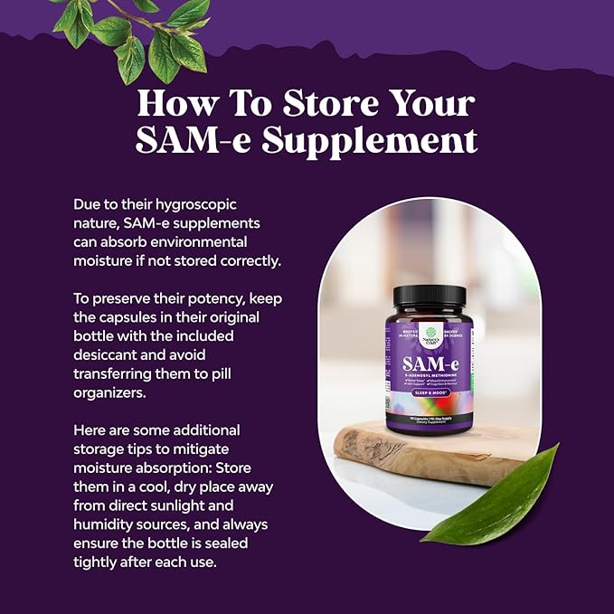 Sam-E 200mg Mood Support Supplement - S-Adenosyl Methionine Sam-E Supplement for Natural Relaxing Mood Boost Brain Support and Liver Detox Cleanse - Vegan Non-GMO and Gluten Free (120 Servings)