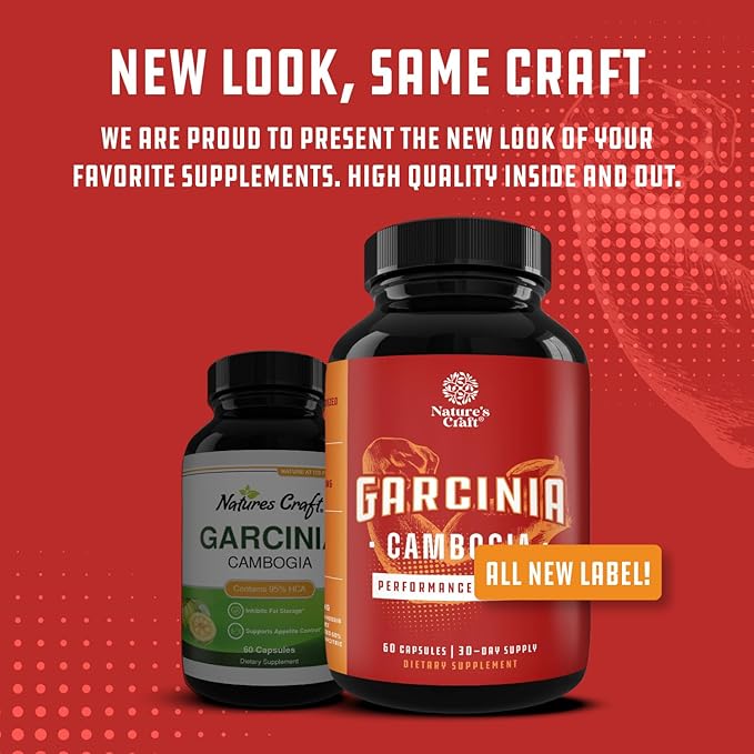60% HCA Pure Garcinia Cambogia Extract - Blocks Carb Absorption - Suppresses Appetite - Burns Fat - Natural Weight Loss Supplement for Men & Women 60 Capsules - 30 Servings