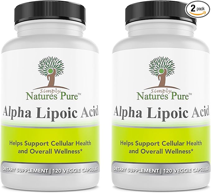 Simply Natures Pure Alpha Lipoic Acid 600mg 240 Veggie Capsules, Non-GMO Thioctic Acid 8 Month Supply
