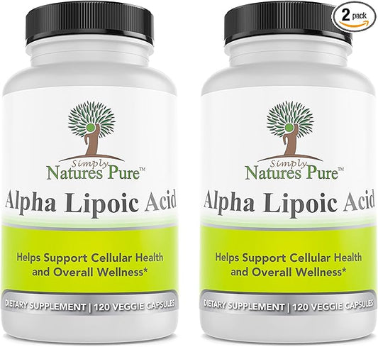 Simply Natures Pure Alpha Lipoic Acid 600mg 240 Veggie Capsules, Non-GMO Thioctic Acid 8 Month Supply