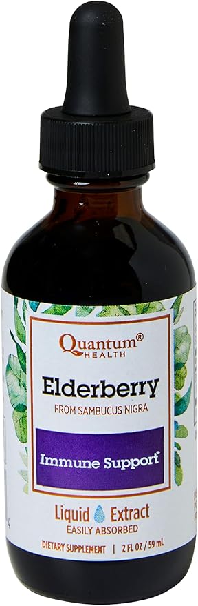 Quantum Health Black Elderberry Liquid Extract Sambucus Nigra Immune Support Formula 700mg - Daily Wellness Boost of Potent Antioxidants for Women & Men - High Dose, Fast Absorption, Vegan - 2 Fl Oz