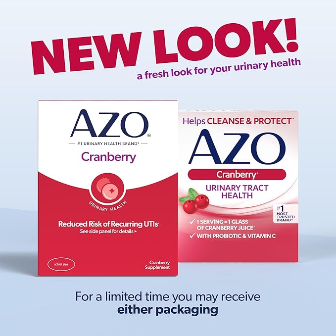 AZO Cranberry Urinary Tract Health Supplement, 1 Serving = 1 Glass of Cranberry Juice, Sugar Free Cranberry Pills, 50 Count