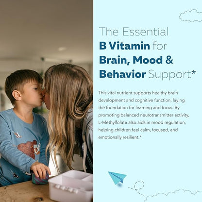 Organic Kids Methylfolate + Methyl B12 Cofactor - Organic Berry Flavor, Sublingual Form - 5-MTHF Form, Superior Form of Folate - Adjustable Dosing for All Ages - Mood, Behavior, Cognition - 1 oz.