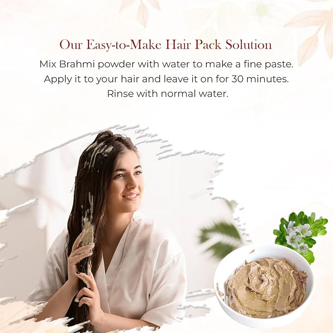 100% Natural Brahmi Powder | (100 gms) Pure Bacopa Monnieri Powder Herbal Supplement | Brahmi Powder for Hair Growth | Bacopa Powder Ayurvedic Support for Healthy Hair | Herbal Hair Mix