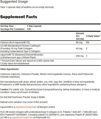UC II Joint Health Undenatured Type II Collagen 60 VegiCaps (Pack of 2)
