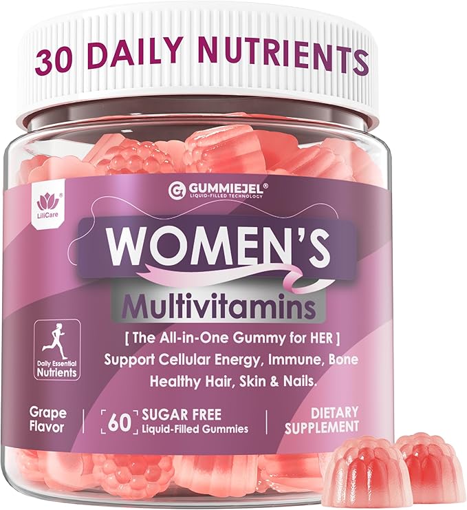Womens Multivitamin Gummy with Iron, Biotin 2500mcg, Collagen, Keratin, Daily Vitamins A C D E Folate, B Complex, Methylated Multivitamin for Women Support Energy, Beauty, Immune, Sugar Free, 60 Cts