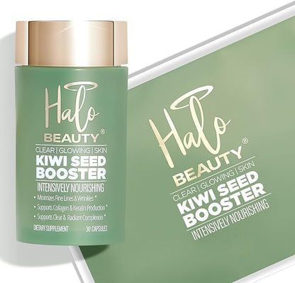 Kiwi Seed Booster Skin Supplement Starter Bundle - 60-Day Supply with Bottle & Eco-Friendly Refill - Vegan Skin Vitamin for Anti-Aging, Hydration & Collagen Support