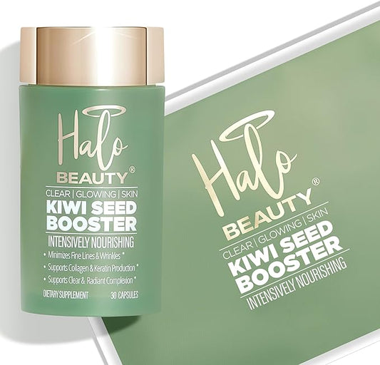 Kiwi Seed Booster Skin Supplement Starter Bundle - 60-Day Supply with Bottle & Eco-Friendly Refill - Vegan Skin Vitamin for Anti-Aging, Hydration & Collagen Support