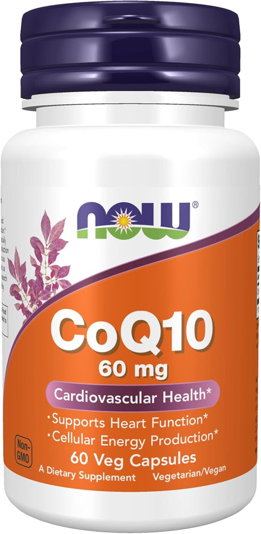 NOW Foods Supplements, CoQ10 60 mg, Pharmaceutical Grade, All-Trans Form of CoQ10 Produced by Fermentation, 60 Veg Capsules