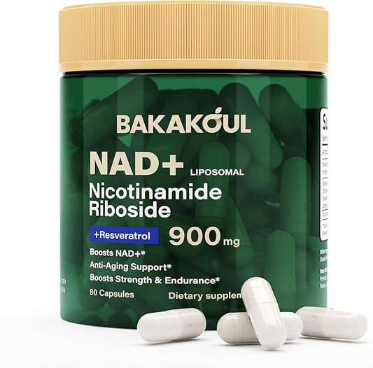 NAD Supplement - Liposomal Nicotinamide Riboside, Resveratrol, Quercetin, NAD Nicotinamide Riboside Resveratrol 900mg, NAD+ Supplement for Men and Women, 80 Capsules 1 Pack