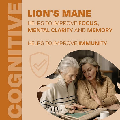 Land Art Certified Organic Lion's Mane - Cognition & Memory - 120 Days Supply - 2000mg - Cognition & Memory - Multiple Extraction - Mental Clarity - Focus