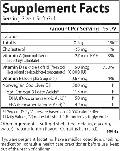 Carlson - Solar D Gems, Vitamin D3 and Omega-3 Supplement, 6000 IU (150 mcg) Vitamin D3, 115 mg Omega-3s EPA and DHA Supplement, Wild Caught, Sustainably Sourced, Lemon, 360 Softgels