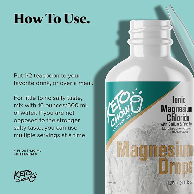 Keto Chow - Magnesium Drops - Ionic Magnesium Chloride w/Sodium, Potassium, Electrolytes - Trace Minerals Drops - Gluten Free, Sugar Free, Keto Friendly - from Utah's Great Salt Lake - 4 Fl Oz