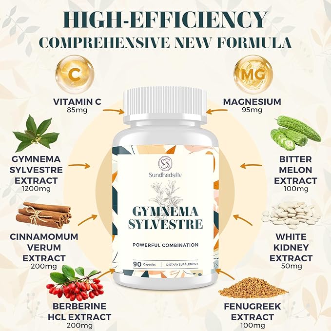 16 in 1 Blxxd Sugr Effective Gymnema Sylvestre Supplement 2100MG | with Berberine, Cinnamon, Bitter Melon | Vitamins, Magnesium & Chromium | 90 Vegan Capsules Capsules