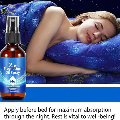 2 Pack Magnesium Oil Spray for Body and Feet, Natural Topical Solution, Pure & Fast-Absorbing, Soothe Muscles, Relaxation Support, Joint & Skin Care Pain Reduction Non-Greasy, High Absorption.