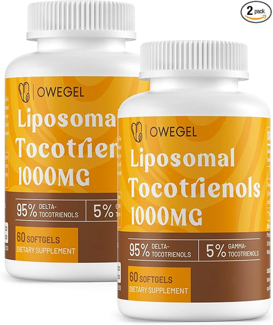 Vitamin E Tocotrienols Supplements 1000mg - High Potency Liposomal Tocotrienol Capsules,95% Delta & 5% Gamma Tocotrienols Support Skin,Bone,Antioxidant,120 Softgels