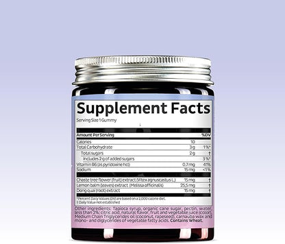 PMS Support Supplement for Women. Menstrual Relief Gummies to Target Hormonal Breakouts, Bloating, Period Cramps, & Mood Swings. Vegan, with Vitamin B6 & Lemon Balm, 90 Gummies