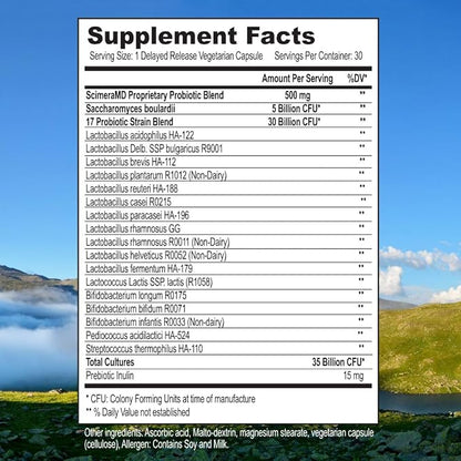 ScimeraMD® Asprega Probiotic + Prebiotic Supplement for Digestive Health and Immune System Support, 35 Billion CFUs, 30 CT
