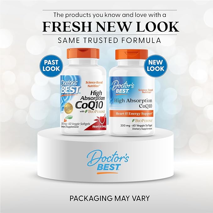 Doctor's Best High Absorption COQ10, Heart & Energy Support, USP Verified, Naturally Fermented CoQ10, Non-GMO Gluten Free, Soy Free, Vegetarian 60 Veggie Softgels