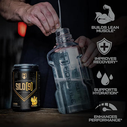 HOSSTILE SILO[9] Essential Amino Acids, EAA & BCAA Powder, Electrolyte Hydration Support, Enhance Muscle Recovery, Build Lean Muscle, Pre or Post Workout Drink, Orange Pineapple, 30 Servings