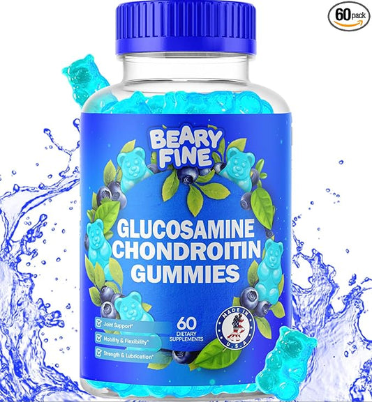 Glucosamine Chondroitin Gummies – 1500mg Extra Strength with MSM – for Adults, Men & Women – 60 Gummies – Made in The USA