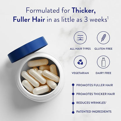Routine Wellness Hair Growth Supplement - Clinically Proven for Thicker, Fuller Hair - Reduces Wrinkles, Fine Lines - Gluten Free, Ideal for Women & Men with Thinning Hair - 3 Bottles, 90 Day Supply