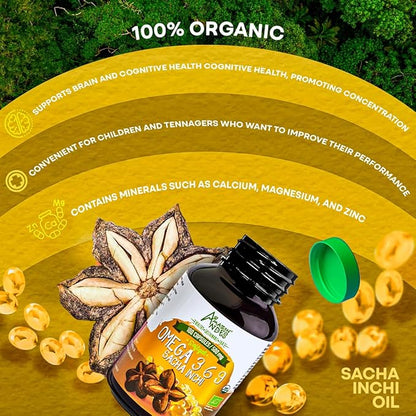 Organic Source of omegas 3, 6 and 9 l Sacha Inchi Oil softgel Capsules l 100 x 500 mg Pills l Healthier Essential Fatty Acids Source l Non GMO and Gluten Free l Amazon Andes