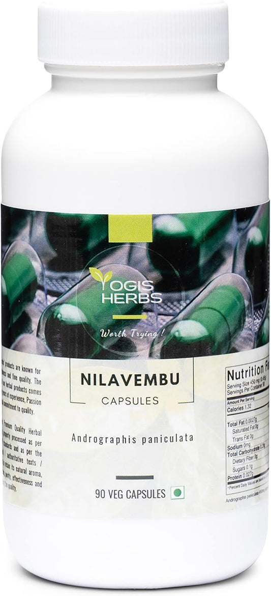 Nilavembu Capsules (Andrographis Paniculata) 90 Veg Capsules - for Immune Support 90 Count (Pack of 1)
