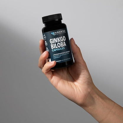 Ginkgo Biloba 120mg with Phosphatidylserine - Nootropic Brain Health, Memory, and Focus Supplement - Supports Cognitive Function, Mental Clarity, and Alertness - 60 Non-GMO Capsules, 2 Month Supply