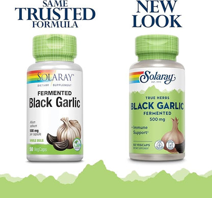 SOLARAY Fermented Black Garlic 500 mg | Healthy Immune, Circulatory & Cardiovascular Support | 50 VegCaps