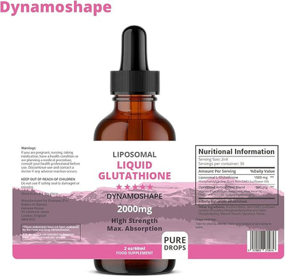 Liposomal Glutathione 2000mg with Vitamin C, Oral Glutathione Liquid, Antioxidant Supplement for Detox, Superior Absorption, Higher Dosage (Pack of 1)