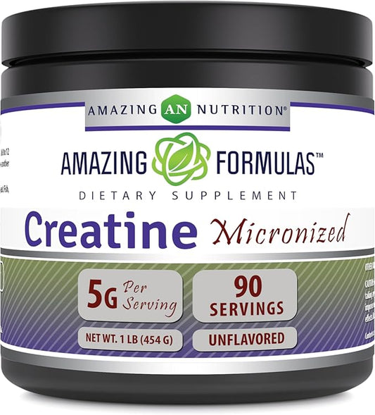 Amazing Formulas Micronized Creatine Monohydrate Supplement | 5000 Mg | Non-GMO | Gluten Free | Made in USA (1 Lb, Unflavored)