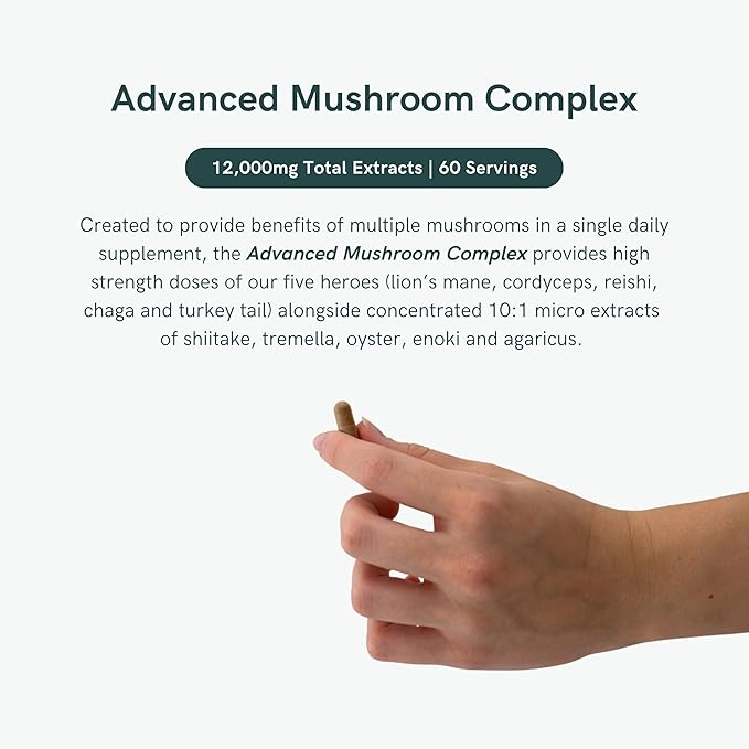 Dr Sosnowski's BioActive Mushroom Complex Lion's Mane, Cordyceps, Chaga, Turkey Tail, Reishi with Potent Extracts of Shiitake, Tremelia, Oyster, Agaricus & Enoki | 120 Capsules